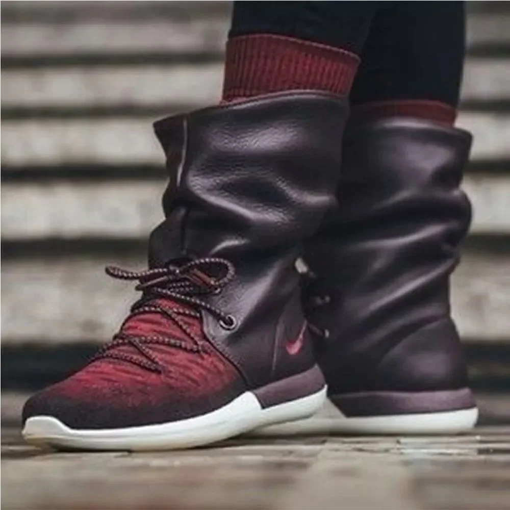Nike Roshe Two Flyknit Hi 861708-600 Deep Burgundy- Red Women Size 10 Boots